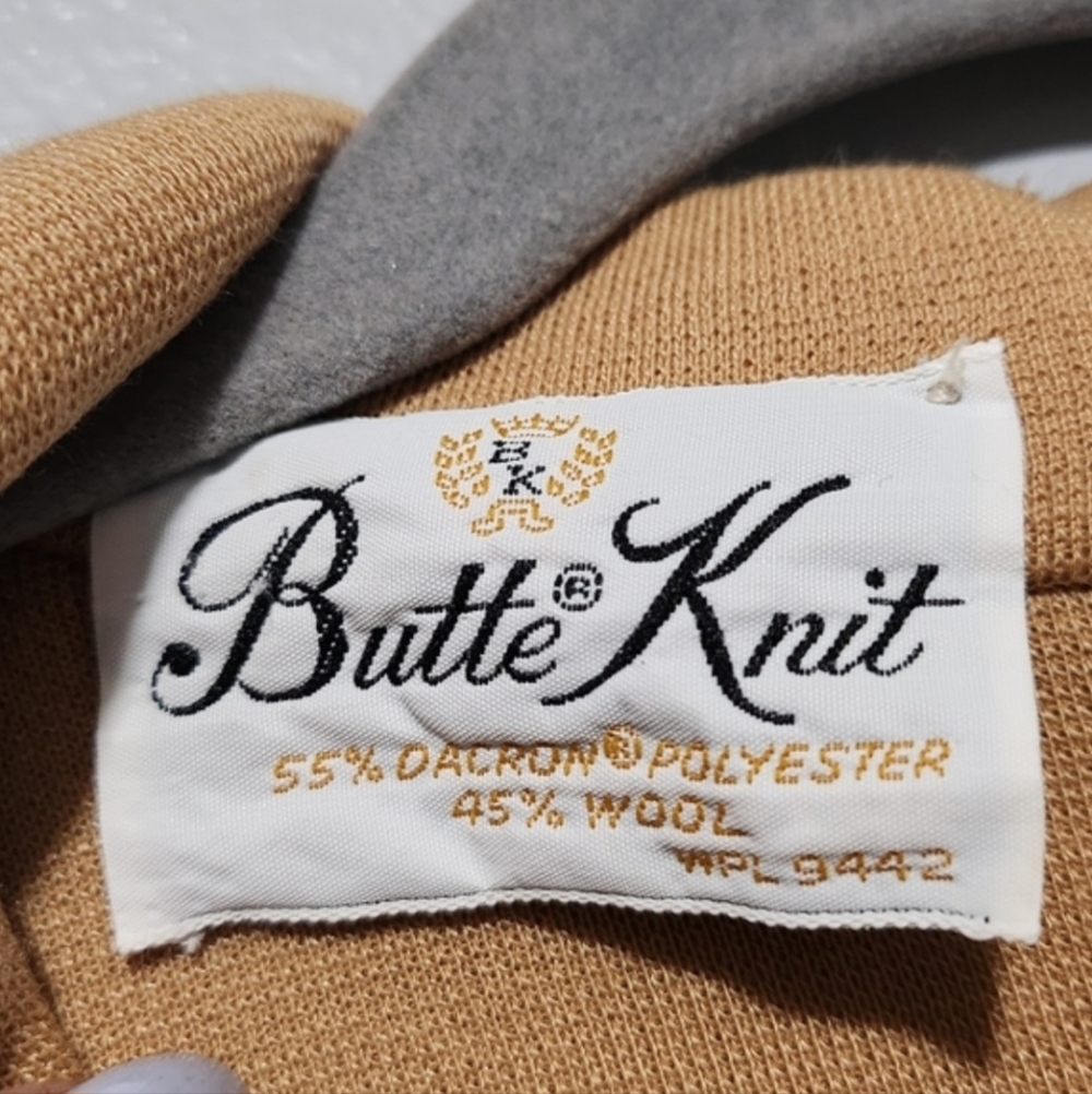 BUTTE KNIT Womens Small Striped Wool Blend Collared Sweater Neutral Vintage 70s - Picture 14 of 14